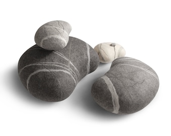 IN STOCK -30% - Natural felted wool. Soft stone-poufs. "Scandinavian Set". KATSU is a wool cushions, pillows, ottomans and poufs.