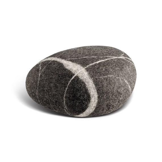Natural felted wool. Soft stone-pouf. Model *Peace*. Like real rocks and stones. KATSU is a wool ottomans, pillows, cushions and poufs
