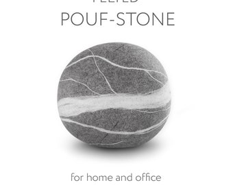 Natural felted wool. Soft stone-pouf. Model *Wave*. Like real rocks and stones. KATSU is a wool ottomans, pillows, cushions and poufs