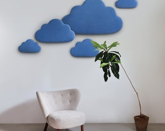 Set of decorative acoustic panels KATSU "Blue Clouds".  Soft fleece cover.