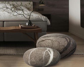 Natural felted wool. Set *Harmony*. Like real stones. KATSU is a wool cushions, pillows, ottomans and poufs.