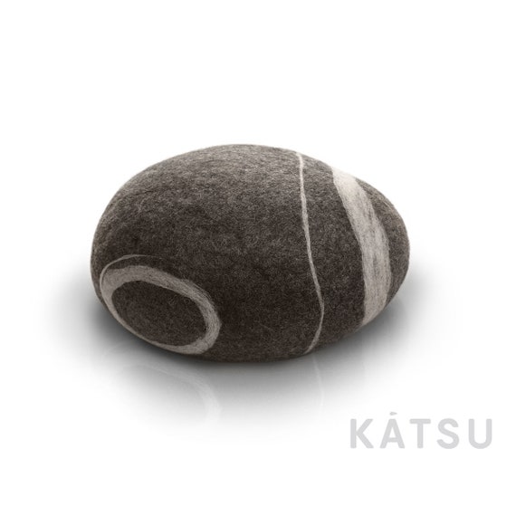 Natural Felted Wool. Soft Stone pouf. Model baby Stone. Like Real