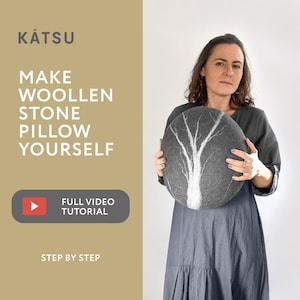 Full video tutorial. Make soft KATSU wollen stone pillow yourself. Masterclass. Stone cushion 35cm.