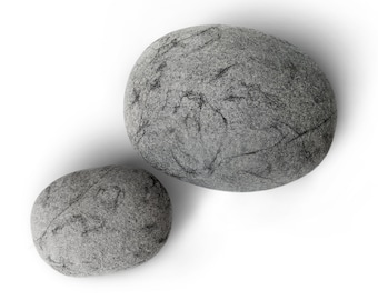 IN STOCK -30%. Wool soft stone-pouf. Model "Nord". KATSU is a wool ottomans, pillows and poufs 75х35cm (29.5x14in) - Light Grey