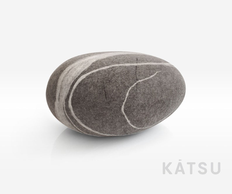 Natural felted wool. Soft stone-pouf. Model Wave. Like real rocks and stones. KATSU is a wool ottomans, pillows, cushions and poufs image 2