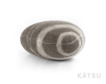 Natural felted wool. Soft stone-pouf. Model *Ringo*. Like real rocks and stones. KATSU is a wool ottomans, pillows, cushions and poufs