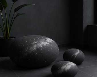 Pouf Wool Felt Footstool Felt Pebble | Cozy Rest Ottoman, Yoga, Meditation & Housewarming Gift Pouf "Milky Way" KATSU
