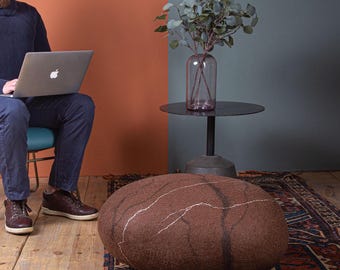 Natural felted wool. Soft stone-pouf. Model *Moroccan stone*. Like real rock or stone. KATSU is a wool ottomans, pillows, cushions and poufs