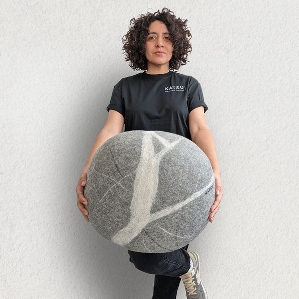 Natural felted wool. Soft stone-pouf. Model «Haiku». Like real rocks and stones. KATSU is a wool ottomans, pillows, cushions and poufs