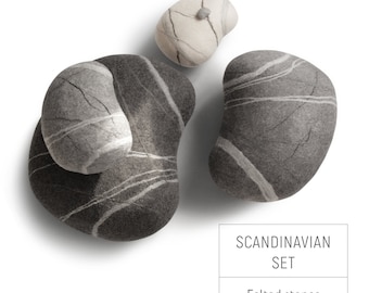 Natural felted wool. Soft stone-poufs. "Scandinavian Set" . Like real stones. KATSU is a wool cushions, pillows, ottomans and poufs.