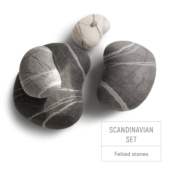 Natural felted wool. Soft stone-poufs. "Scandinavian Set" . Like real stones. KATSU is a wool cushions, pillows, ottomans and poufs.