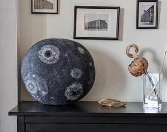 Wool Stone Pouf Ottoman, CosmoStone Floor Cushion