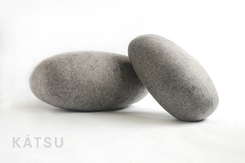 Natural felted wool. Soft stonepouf. Model NORD. Etsy