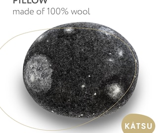 Wool stone pouf ottoman, floor cushion, wool pillow, rock pillow, stone pillow, pebble living throw pillow – Model «CosmoStone»