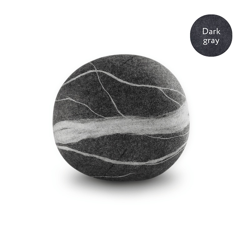 Natural felted wool. Soft stone-pouf. Model Wave. Like real rocks and stones. KATSU is a wool ottomans, pillows, cushions and poufs 06 Dark gray
