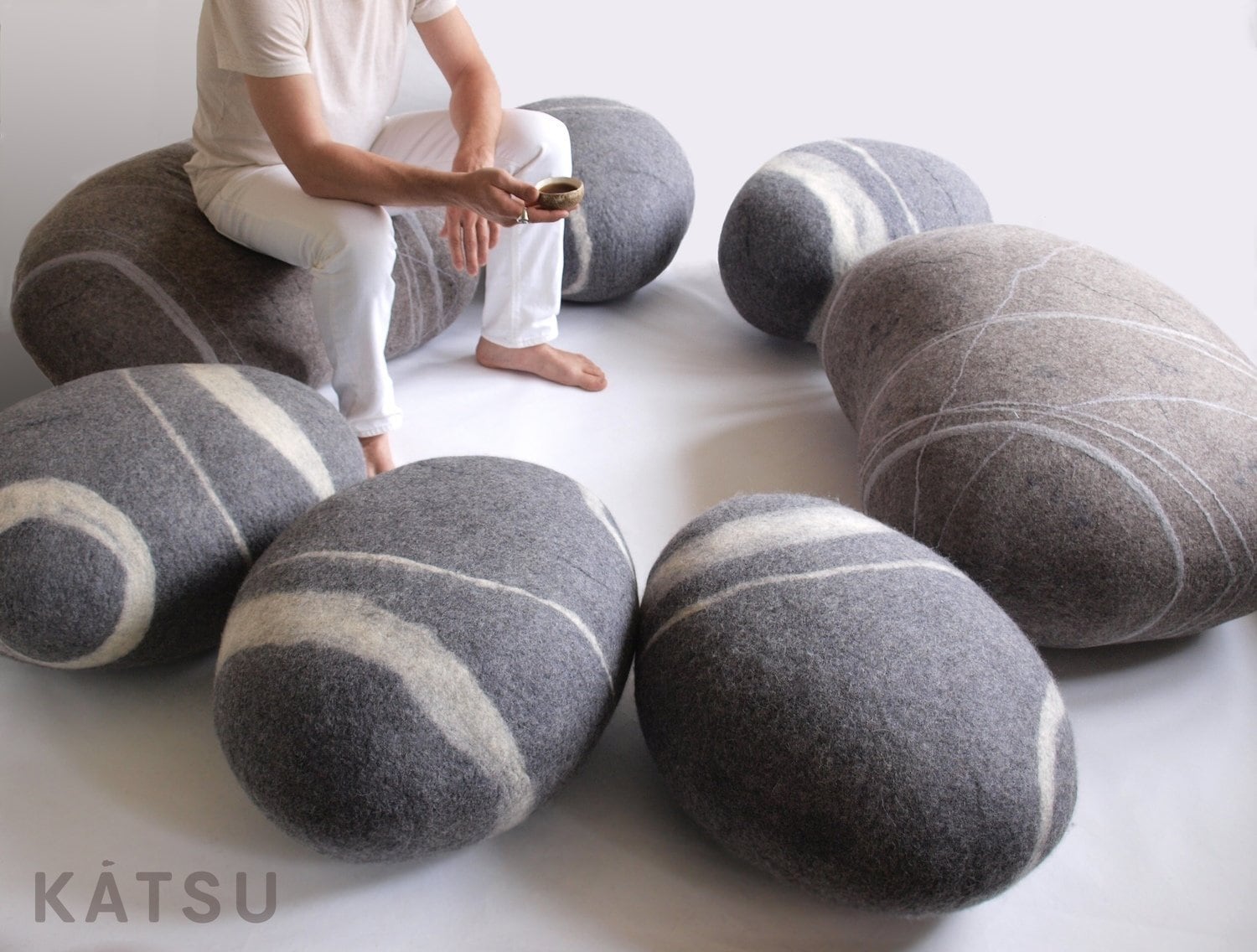 Best 70 cm Wool Felt Pouf for Home - Felt & Yarn