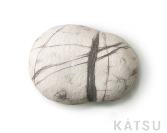 Natural felted wool. Soft stone-pouf. Model «White Stone». Like real rocks and stones. KATSU is a wool ottomans, pillows, cushions and poufs