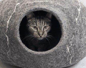 Felted PetStone by KATSU. A house for cats or small dogs felted from natural wool.