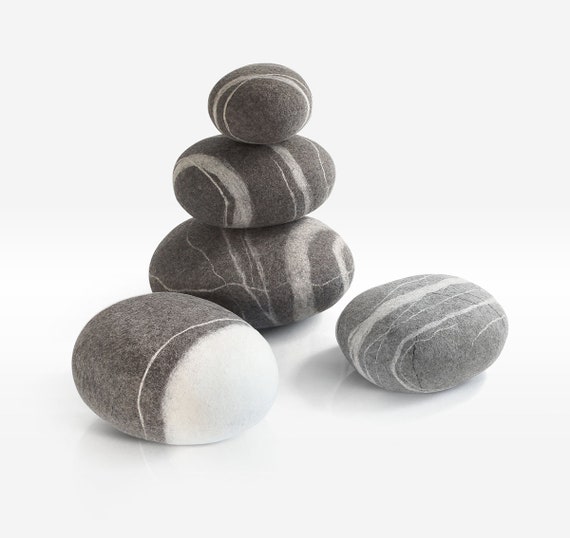 Natural felted wool. Soft stone-poufs. Set #1. Like real stones. KATSU is a wool cushions, pillows, ottomans and poufs.