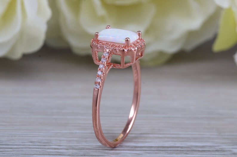 solid sterling silver ring further 18ct rose gold plated Very sparkly and fiery Opal and cubic zirconia set dress ring