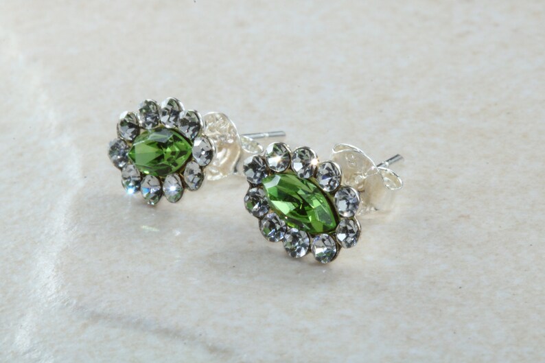 Austrian crystal stud earrings perfect for all ages Oval shaped and solid silver stud earrings,light weight and very comfortable to wear