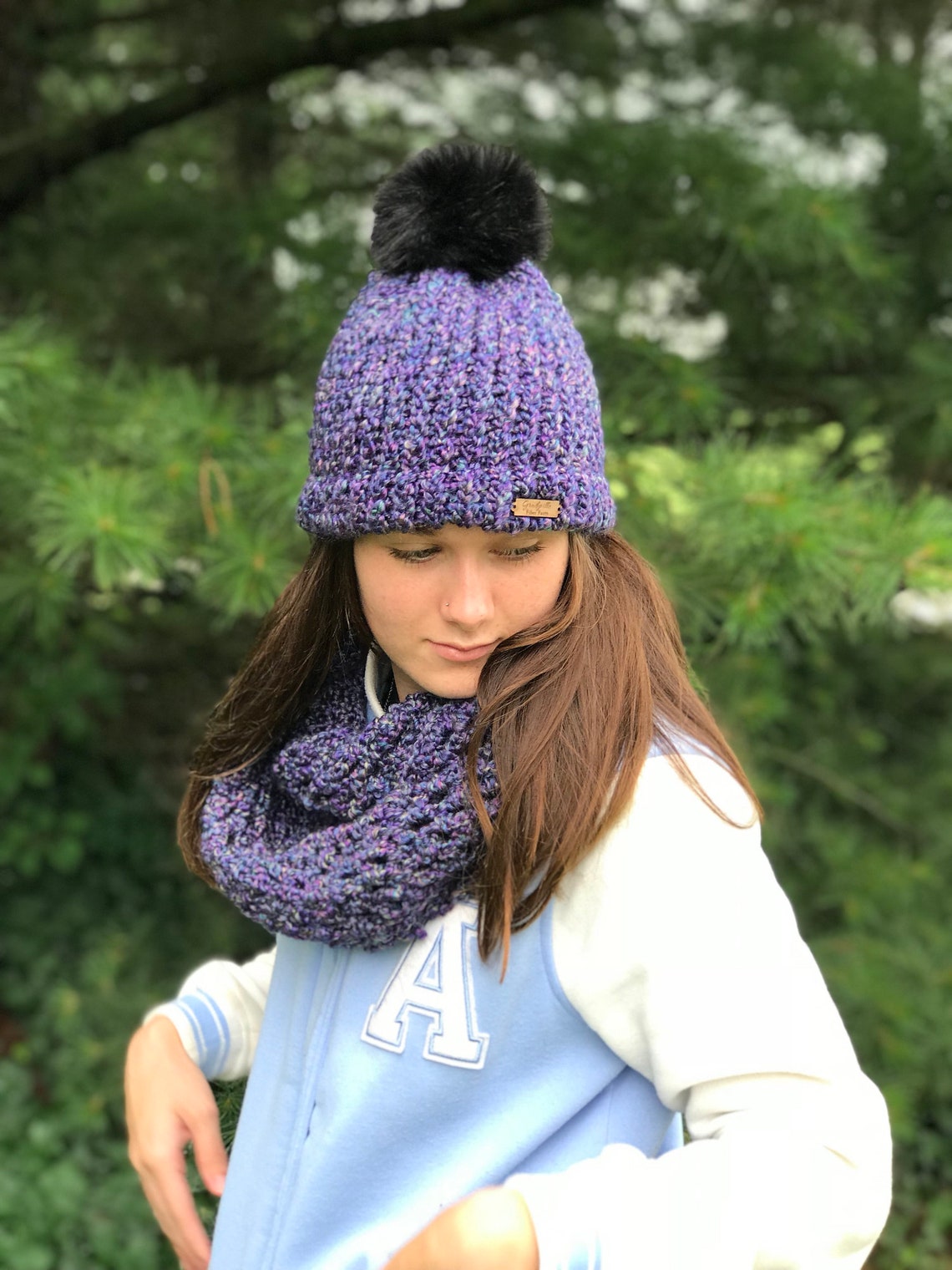 Purple Hat and Scarf Set Womens Winter Gear Winter Etsy