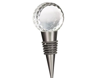 Crystal golf ball wine stopper, wine stopper, optic crystal and metal wine stopper, elegant wine stopper, wine stopper gift, wine gift, wine