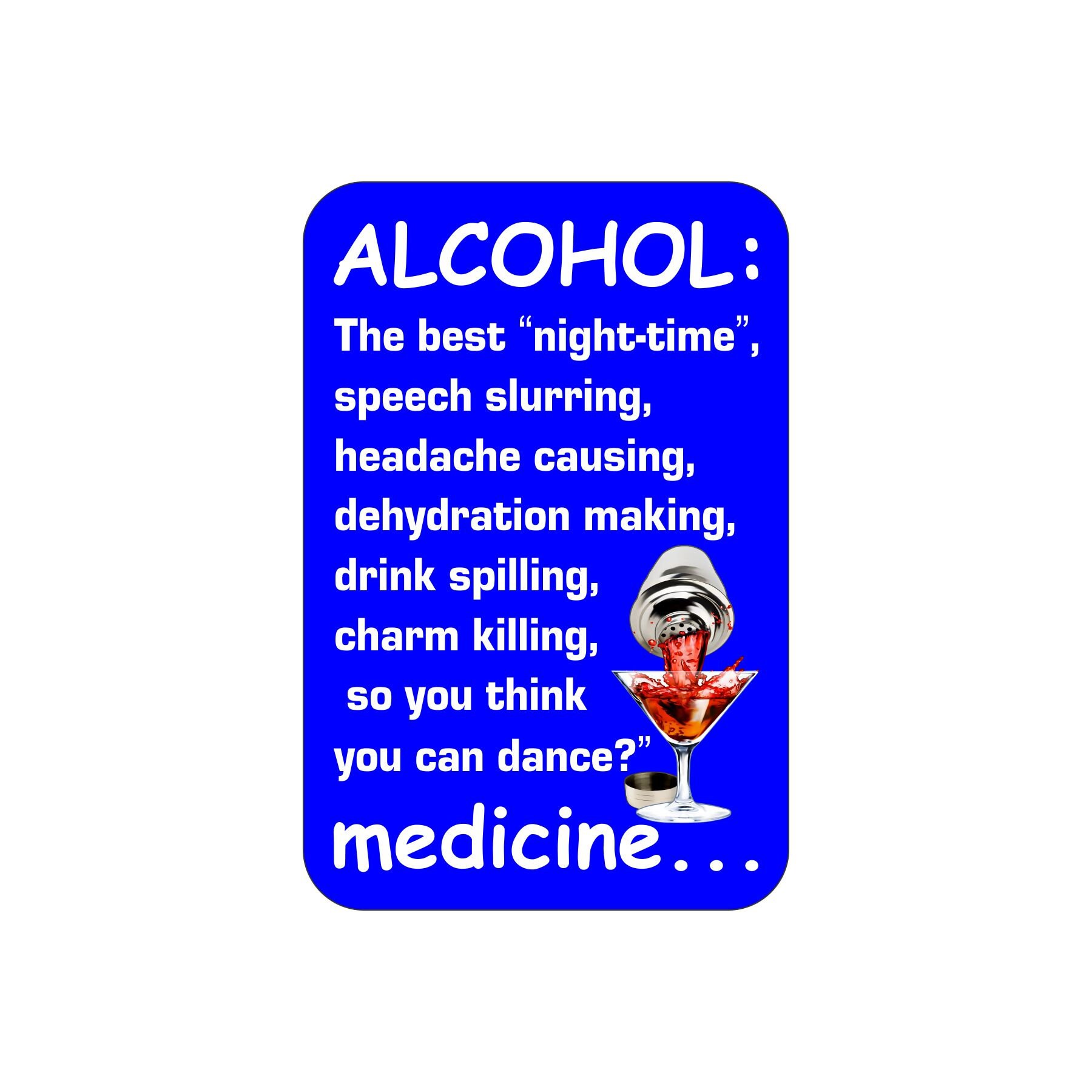 Letrero de aluminio con un divertido mensaje sobre alcohol y medicina:  decoración humorística para el bar del hogar - Etsy México, image size:1800x1800