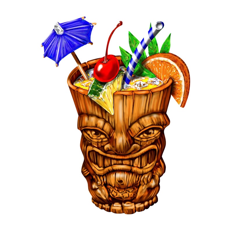 Tiki Cocktail Drink With Umbrella Decal Full Color Drinking Etsy
