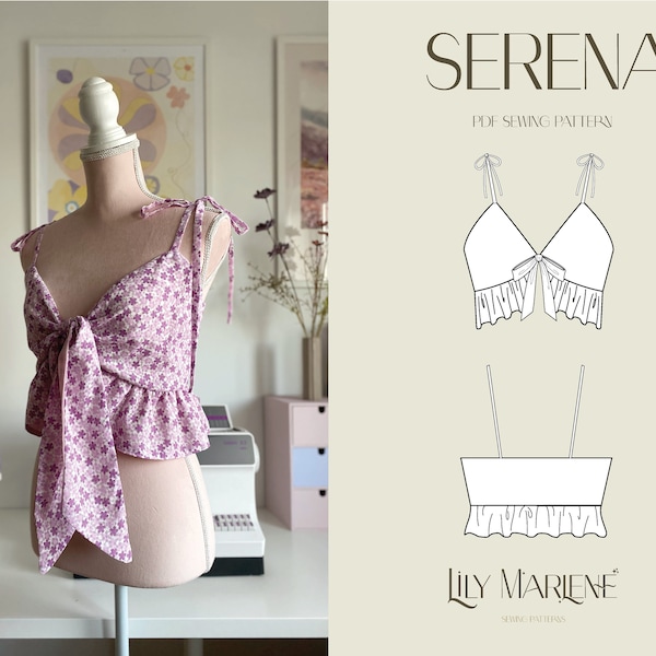 Serena Babydoll Crop Top PDF Sewing Pattern Size 4-24 (UK)