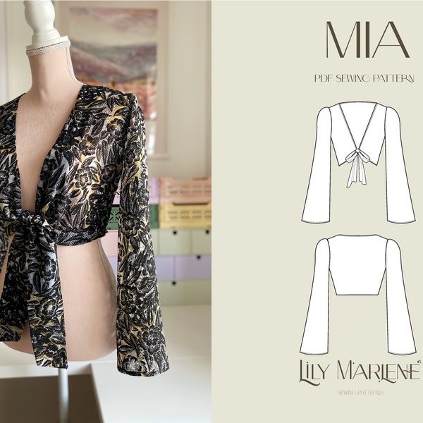 Mia Flare Sleeve Crop Top PDF Patron de couture Taille 4-24 (UK)