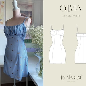 Olivia Ruched Top Dress PDF Sewing Pattern Size 4-24(UK)