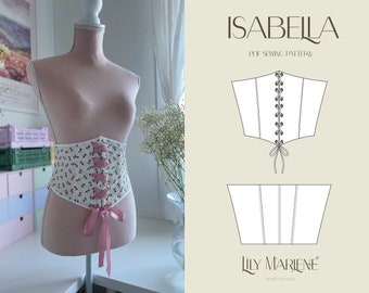 Isabella Taille Cincher Corset Ceinture PDF Patron de couture Taille 4-24 (Royaume-Uni)