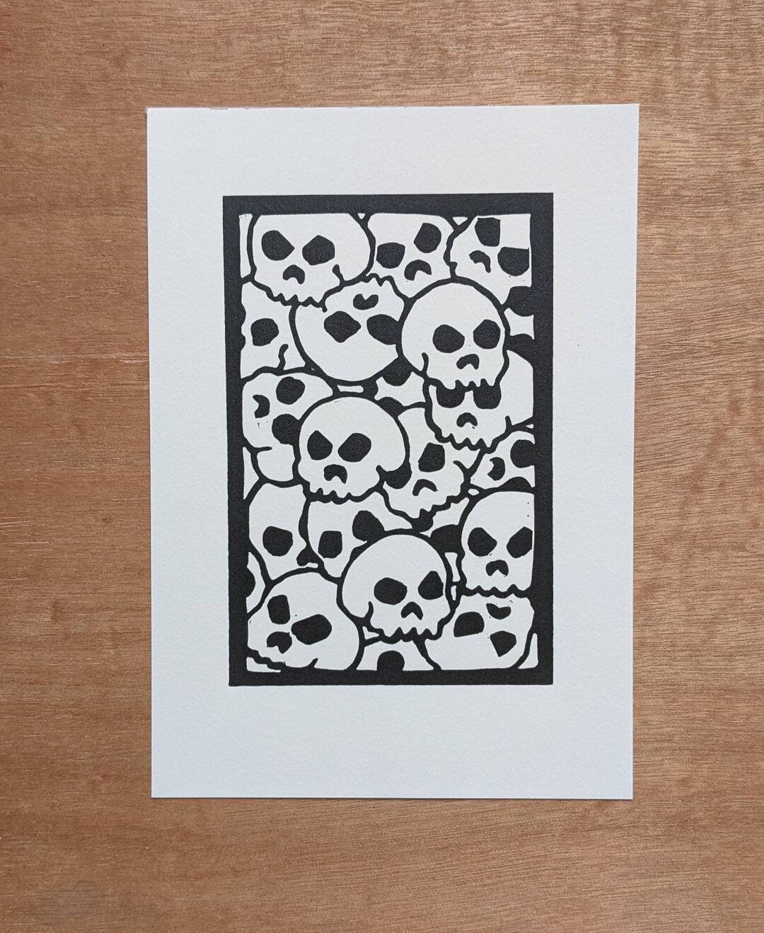 All the Skulls Linocut Print Etsy