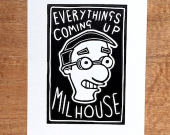 Milhouse Linocut Print