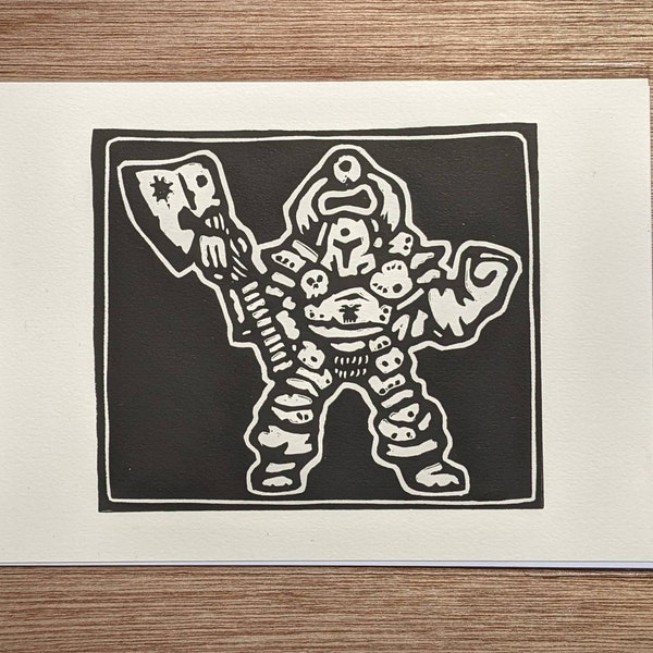 Chaos Warrior Linocut Print