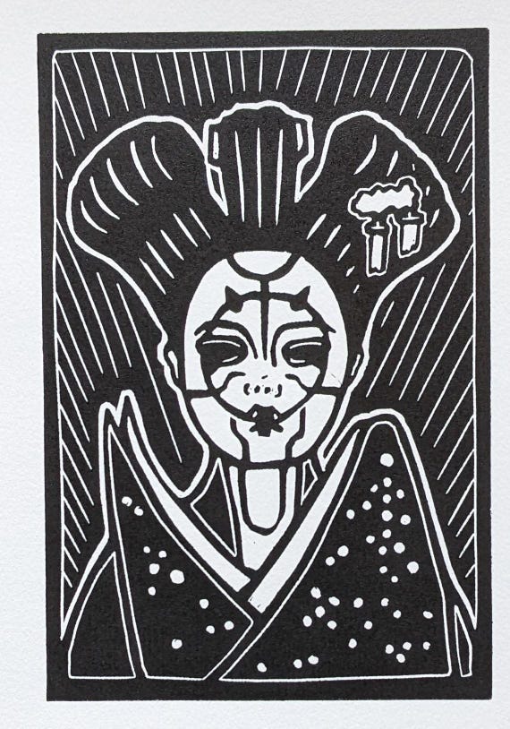 ロボット芸者リノカット版画 - Etsy 日本