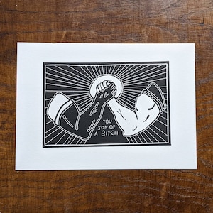 Dillon, din jävel, linoleumsnitt