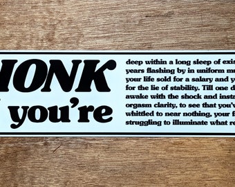 Honk If You're In An Existential Crisis Bumper Sticker