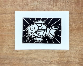Magikarp Linocut Print