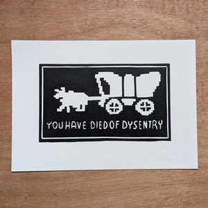 オレゴン・トレイルのリノカット版画