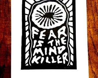 Fear is the Mindkiller Linocut Print