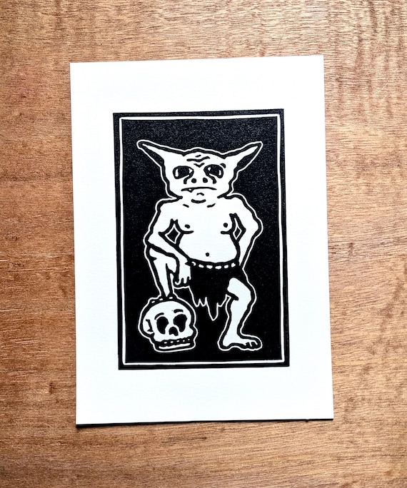 Goblin Linocut Print - Etsy