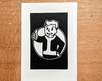 Impression linogravure Vault Boy