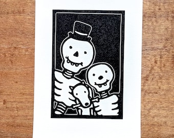 Funny Bones Linocut Print
