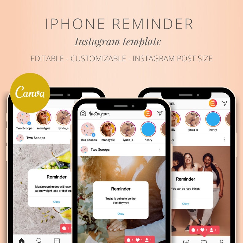 Iphone Reminder Template For Canva Etsy