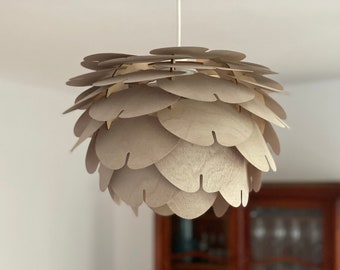 Suspension en bois translucide | luminaire moderne Mid-Century pour îlot de cuisine, salon et salle à manger ou chambre à coucher | éclairage ambiant