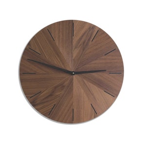 Large wall clock made of wood • unique modern minimalist design • black indexes and pointers
