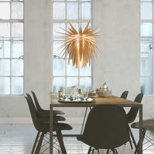 Modern wood pendant light, ceiling hanging lamp, designer wooden light fixture, modern chandelier  | Teazzle LE Woolights