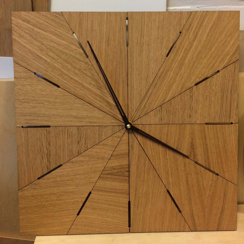 Square oak clock wooden clock oak wall clock modern clock Etsy